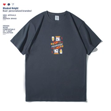 夏季撲克牌紅桃K印花短袖t恤男潮牌ins港風寬松純棉半袖上衣