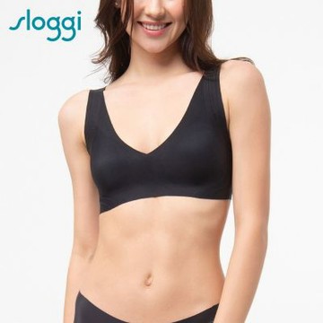 sloggi-ZERO FEEL Soft Bra全新零感系列後扣式V領內衣 純粹黑