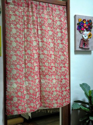 木印門簾│玫瑰粉│