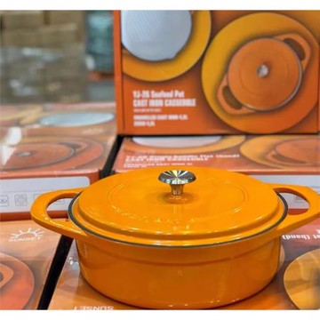 出口原單鑄鐵搪瓷琺瑯鍋燉鍋海鮮鍋不粘煎盤平底砂鍋多功能彩盒包
