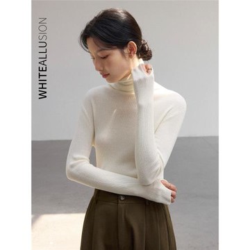 素典高領針織打底衫女2025冬季新款彈力修身顯瘦套頭長袖羊毛上衣