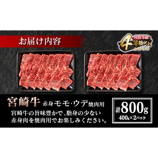 ふるさと納税 宮崎県 日南市 肉≪A4等級等級以上≫宮崎牛赤身モモ・ウデ焼肉用セット(計800g) D42-20