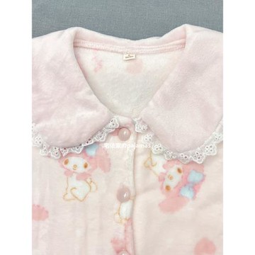 三麗鷗美樂蒂睡衣女款秋冬季法蘭絨加厚可愛少女花邊領家居服套裝