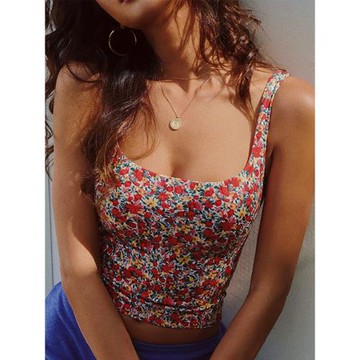 歐美彩色印花好看的瑜伽服背心女運動文胸帶胸墊健身內衣跑步bra