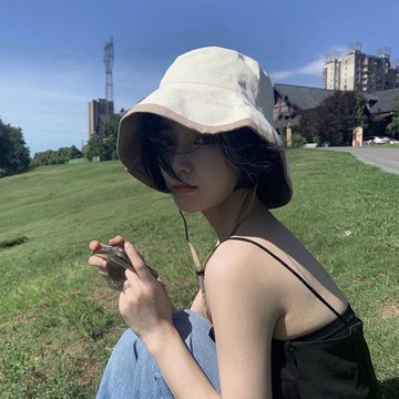 日系拼色邊漁夫帽子女春夏百搭防曬騎車韓版大檐防紫外線旅游盆帽