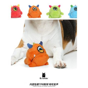Qmonster寵物狗毛絨發聲玩具彈力球Q寶耐咬發聲互動幼犬解悶巡回
