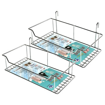 名仕 免釘萬用掛籃 430不鏽鋼 鍍鉻 台灣製  26 x 13 x 11cm  銀色  2個