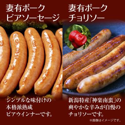 ふるさと納税 十日町市 妻有ポーク 2種 ビアソーセージ 100g×2個 チョリソー100g×2個  新潟県 十日町市