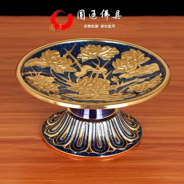 圓通佛具供佛果盤水果供盤佛堂家用景泰藍貢盤供具擺件供果盤包郵