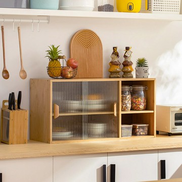 日式桌面餐邊柜廚房家用碗柜小型玻璃茶水柜水杯收納儲物柜新款【雙11特惠】