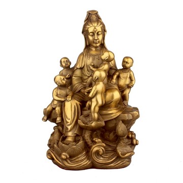 純銅觀音佛像五子觀音銅像擺件家居客廳擺件結婚禮品觀世音菩薩像