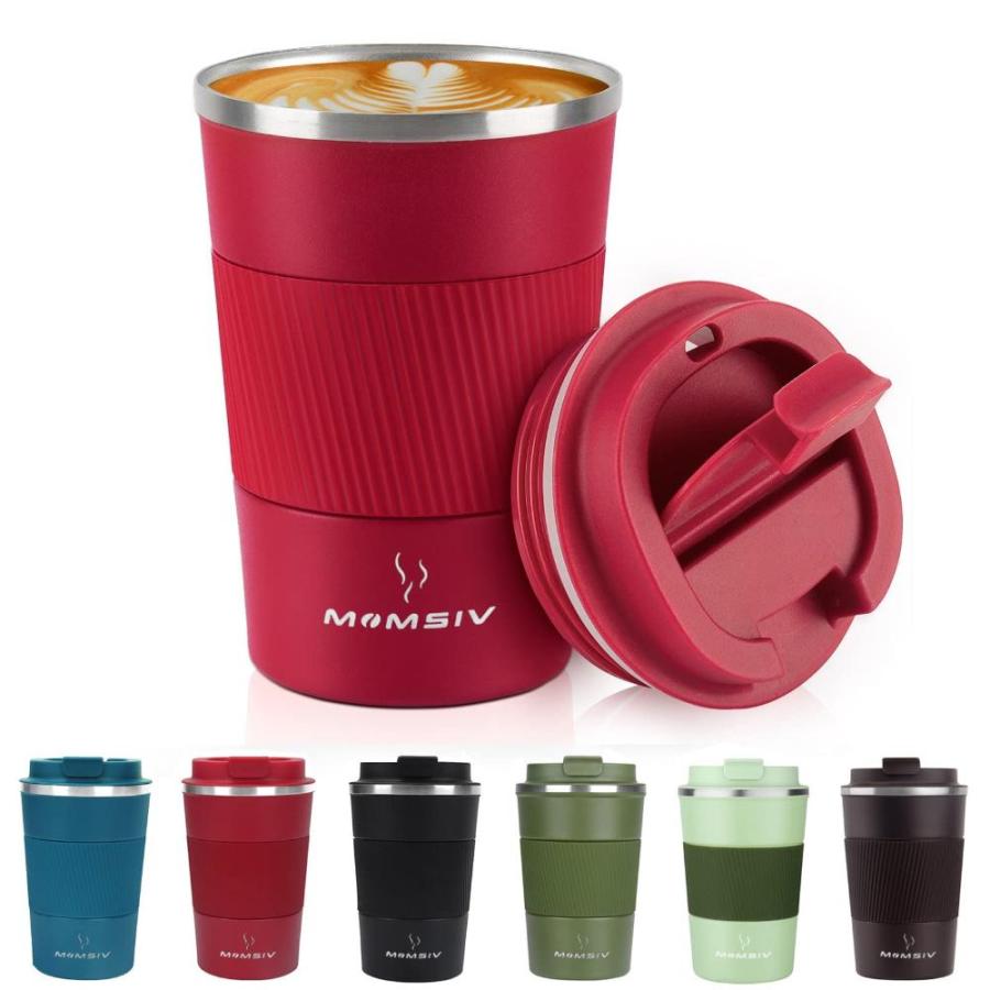 MOMSIV 12oz Travel Mug, Insulated Coffee Cup with Leakproof Lid, Vacuum Sta