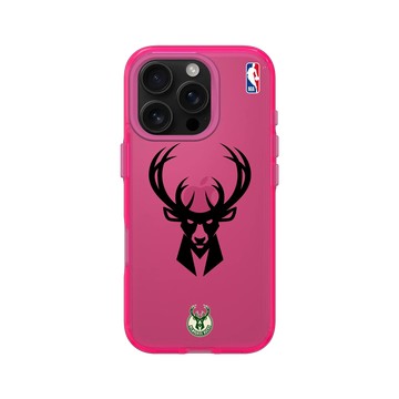 iPhone 16 Pro Clear 粉漾桃 - NBA - B&W-密爾瓦基公鹿 Milwaukee Bucks B&W