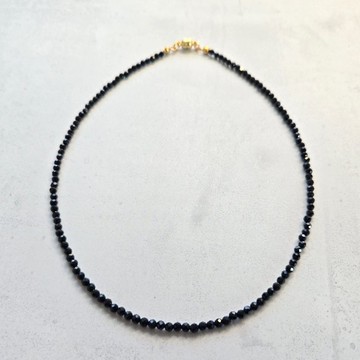 【日本製】黑瑪瑙項鍊 40cm 天然石 黑色 纖細 磁吸式 易於穿脫 友善金屬過敏者