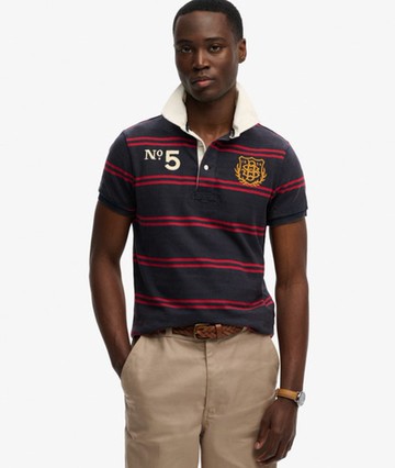 Superdry Men's Double Emblem Jersey Short Sleeve Rugby Polo Top Multiple Colours Size: M
