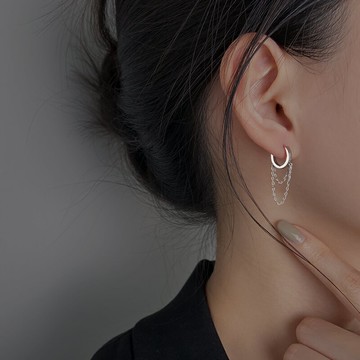 925純銀耳釘女流蘇耳扣ins簡約冷淡風個性時尚耳環網紅耳飾高級感