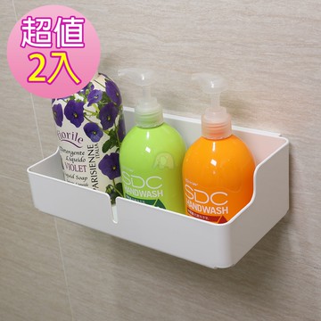 【德昌】MIT台灣製造無痕貼片塑鋼收納架-長方形置物架2入(無痕貼/免釘/免鑽/置物架/瓶罐架/小物收納/洗劑架)
