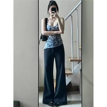 大碼喇叭褲西裝面料秋季闊腿褲胖mm梨形身材微胖女生褲子2025新款