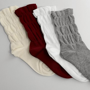 【Aa.chic熱賣商品】褶皺素色中筒泡泡襪(五色).女襪/褶皺/泡泡襪/素色/百搭/簡約【C232113】