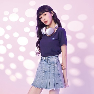 【MAJOR MADE】圓領包邊愛心刺繡彈力短T