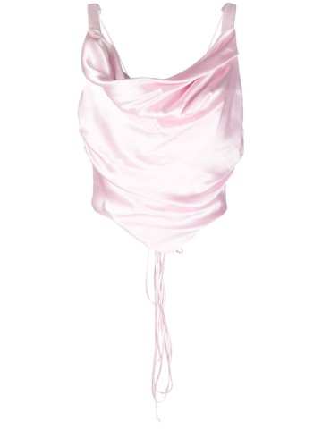 MANURI - Lilly silk-blend corset top - women - Elastane/Silk - M - Pink