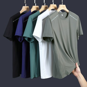 現貨+預購 冰絲T恤短袖上衣運動上衣跑步背心修身顯瘦-速乾印花休閒男裝5色74ey9【獨家進口】【米蘭精品】