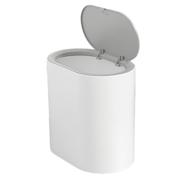 AHOYE 無印風按壓夾縫垃圾桶附滑輪 7L  25 x 16 x 25.5cm  白色