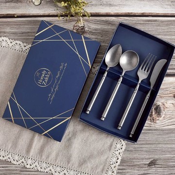 Homely Zakka 復古工業風啞光不鏽鋼餐具8件組