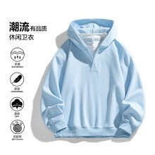 美式重磅v領連帽衛衣男潮牌秋