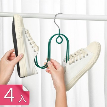 【荷生活】加厚材質防滑不易生鏽鞋架 結實耐用底部掛圈曬鞋掛架-4入組