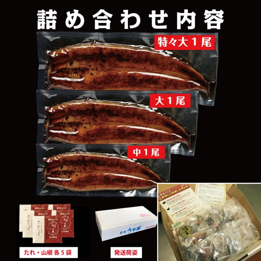 うなぎ 蒲焼き 国産 火焼け３兄弟 特々大・大・中 各1尾 送料無料 プレゼント 贈り物 お歳暮 ギフト