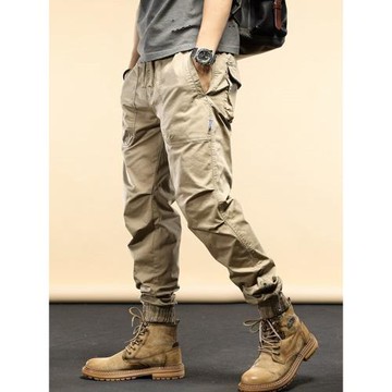 倉石一樹春秋夏季軍款純棉工裝褲男戶外潮牌寬松束腳百搭休閑褲子