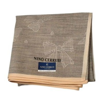 NINO CERRUTI  義大利品牌灰底蝴蝶結浮水紋字母LOGO圖騰帕巾(47CM)
