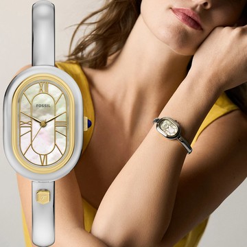 FOSSIL Sloan 時尚羅馬珍珠貝大三針女錶 手鐲錶 手環錶-24mm ES5455