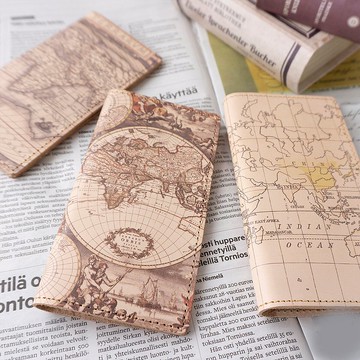 相容於所有型號 智慧型手機保護殼 筆記本型 姬路皮革 [地圖圖案] 皮革 真皮 古董復古 iPhone Xperia IO03K