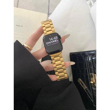 《台灣出貨》適用 APPLE WATCH 寬版三珠錶帶 不掉色錶帶 不鏽鋼錶帶 S11 S10 45 46mm 男女錶帶