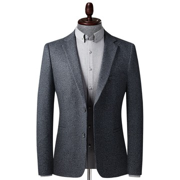 現貨+預購 西裝外套修身西服-秋冬條紋休閒針織男外套74da24【獨家進口】【米蘭精品】