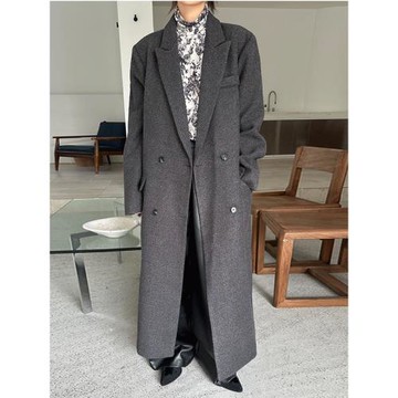 超長款毛呢大衣女到腳踝2024年秋冬新款灰色韓版寬松顯瘦毛呢外套