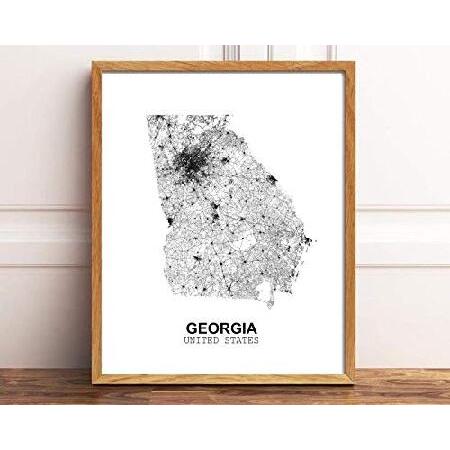 Eleville 18X24 Unframed Georgia United States Country View Abstract Road Modern Map Art Print Canvas Poster Wall Office Home Decor Minimalist Line Art