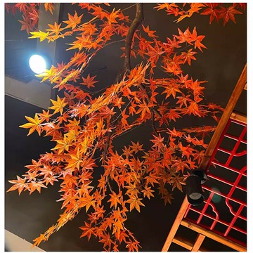 【新店熱銷】仿真假紅楓樹枝樹葉綠楓樹飯店火鍋奶茶店鋪櫥窗吊頂裝飾掛壁布置