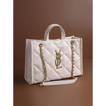 香港高級感單肩大包女包2025新款真皮菱格鏈條包大容量通勤托特包