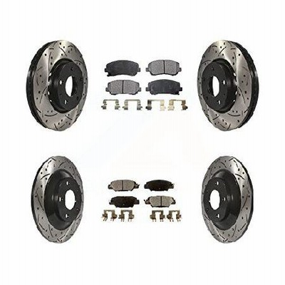 Transit Auto Front Rear Coated Drilled Slotted Disc Brake Rotors And Ceramic Pads Kit For Mazda CX-5 (KDT-100423) 並行輸入品