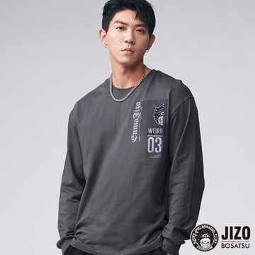 地藏小王 BLUE WAY – 地藏當街滿版佩斯里斑駁長TEE(深灰)