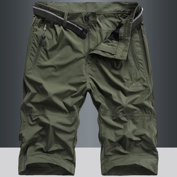 夏季新款速干短褲男輕薄薄款透氣松緊七分休閑褲夏裝大碼寬松