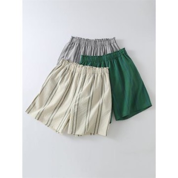 無印風條紋睡褲男女夏季純棉棉布水洗薄款寬松短褲沙灘情侶家居褲