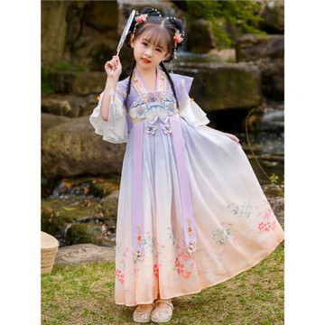 女童古裝漢服中國風連衣裙2023新款女孩夏季裙子兒童唐裝超仙襦裙