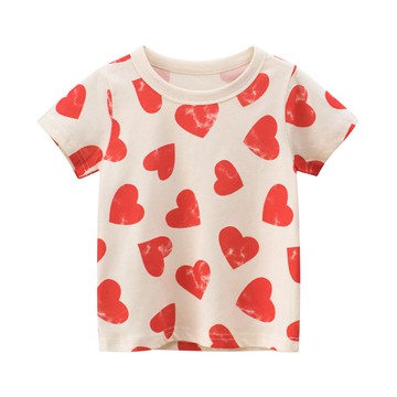 27home - 純棉短袖上衣-滿滿愛心-杏色