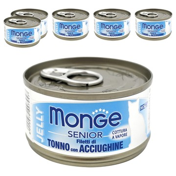 monGe 瑪恩吉 倍愛滿滿 高齡貓 膳鮮貓罐  鮪魚+鯷魚  80g  6罐