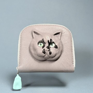 3D 英國短毛貓 皮革錢包 – 獨特日本手工製作