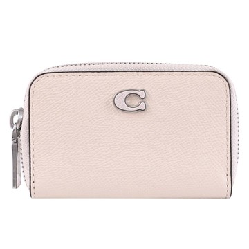 COACH CU220 經典C LOGOㄇ字拉鍊零錢卡片包.粉筆白
